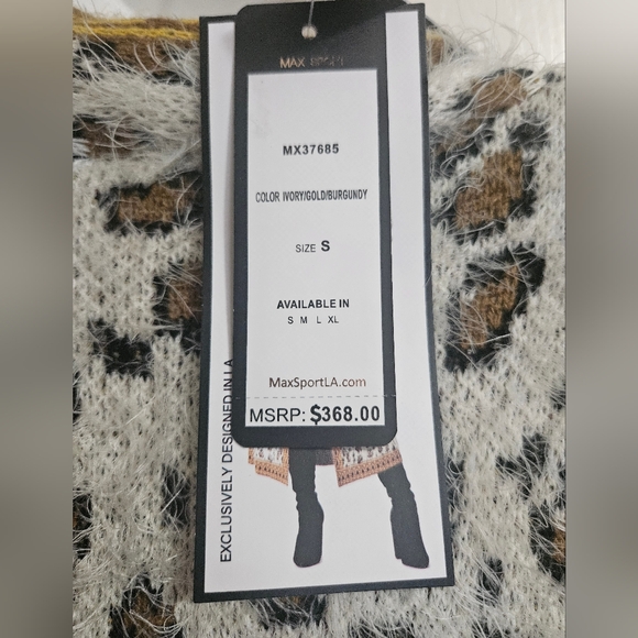 MAXSPORT maxi sweater NWT size S 368$ tag still on gold burgundy cream. … - Picture 8 of 15